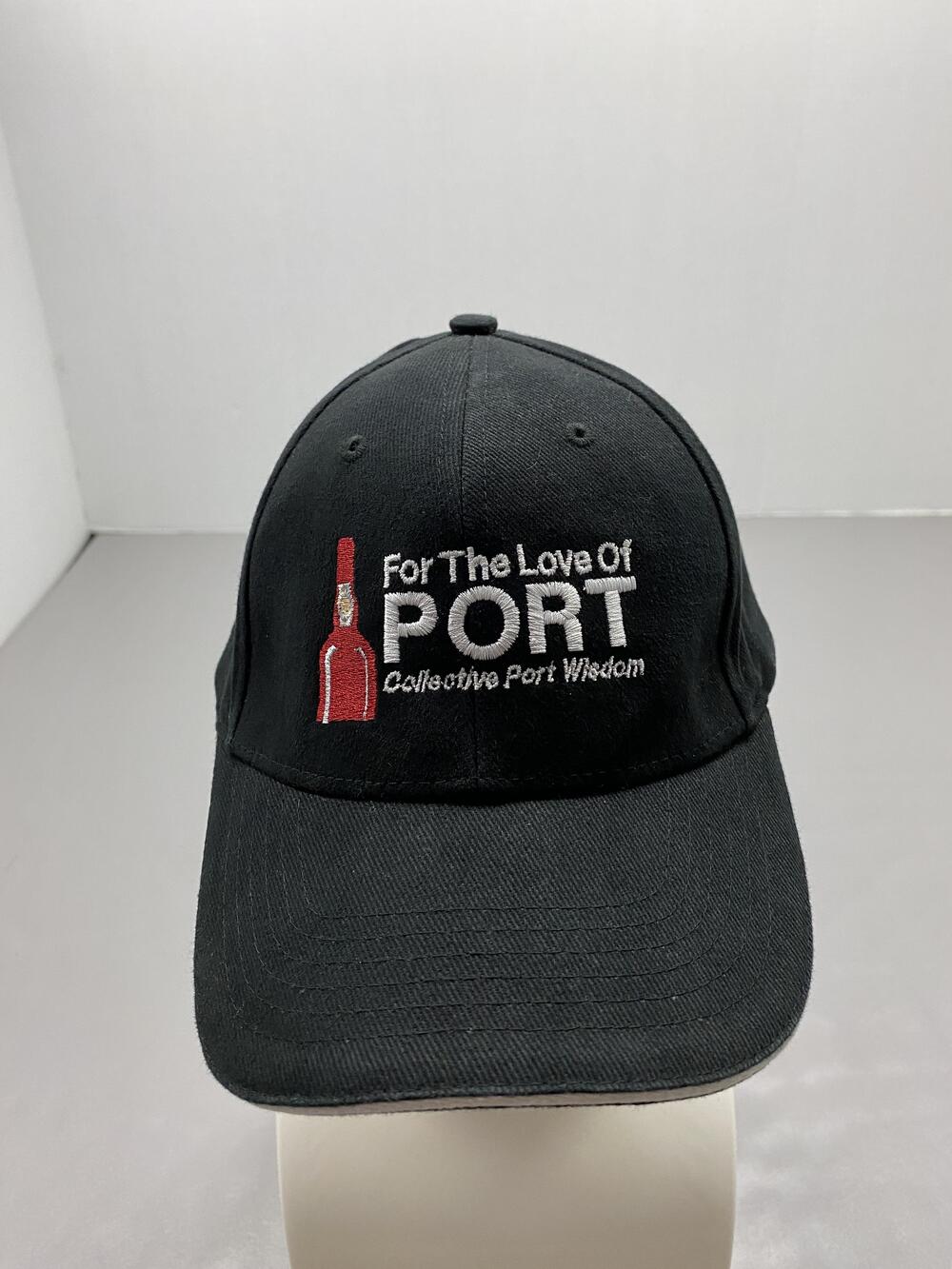 For The Love Of PORT Hat Cap Strap Back One Size Black Twill Baseball Cap Mens
